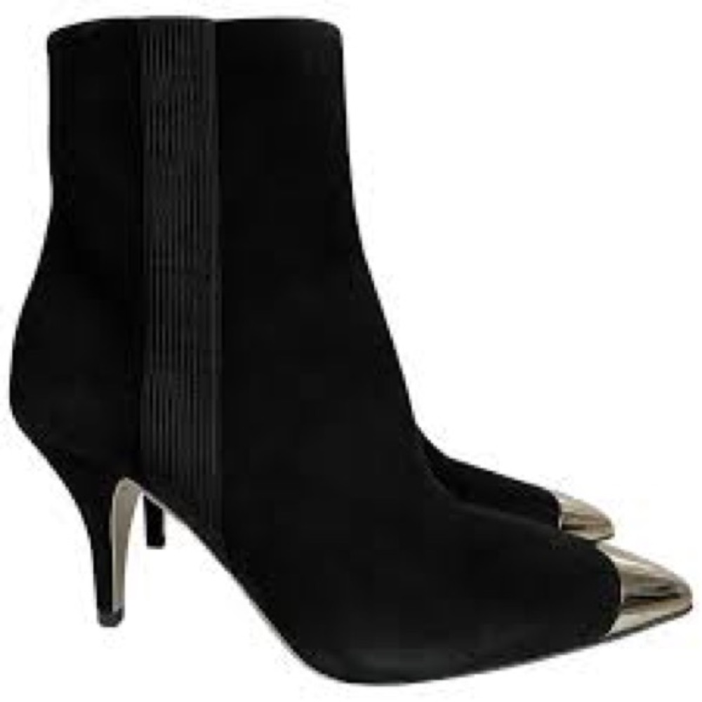 Calvin Klein Y2K 205W39NYC 7.5 Black Suede Ankle Boots Witch Cowgirl Glam Metal